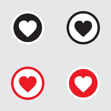 Heart Icon Vector with Four Variations