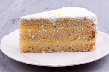 a slice of lemon cake