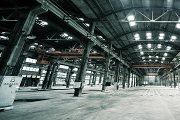 Empty floor in abandoned factory