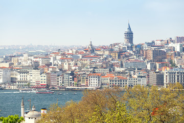 Fototapeta na wymiar View of the Galata Tower in the Beyoglu district, Istanbul