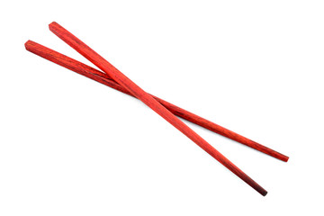 Red Chopsticks on a white background