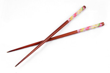 Chopsticks on a white background