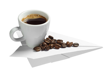Coffee on a paper airplane
