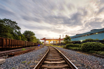 Fototapeta na wymiar railroad in dusk