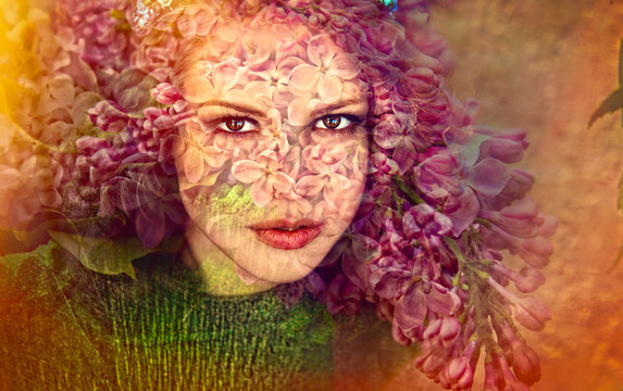 the person of summer, flowers have a soul,summer portrait