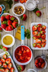 Strawberries - fresh strawberries in the kitchen