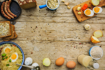 Traditional Polish sour cream soup , space for text