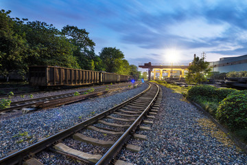 Fototapeta na wymiar railroad in dusk