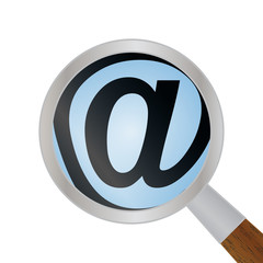 Magnifying glass icon for a web search.
