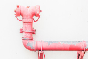 Old red fire hydrant in rural of Thailand