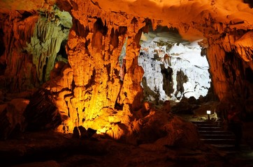 HALONG BAY VIETNAM - March 04, 2015 - Inside "Surprise Cave" in Vietnamese, Ha Long Bay