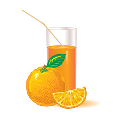 glass of orange juice with a straw