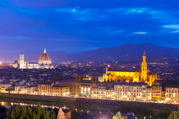 Famous view of Florence at twilight, Italy