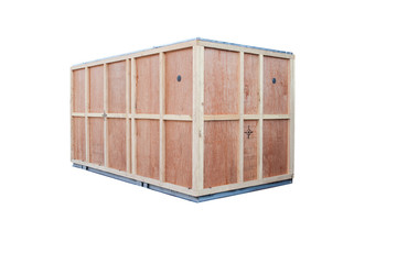 protection wood box for container goods import export isolated w