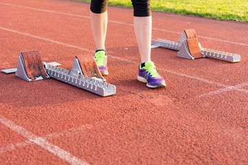 Closeup of a starting block.
