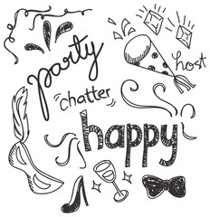 party doodle isolated on white background