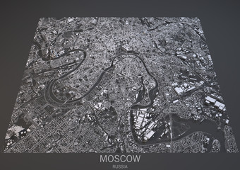 Mosca cartina, vista satellitare, 3d