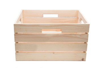 empty wooden box on white table