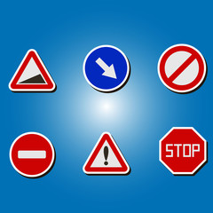set of color icons with traffic signs for your design