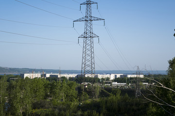 High-voltage power lines.