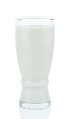 fresh milk in the glass on white background