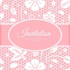 Floral lace background, invitation or greeting card template