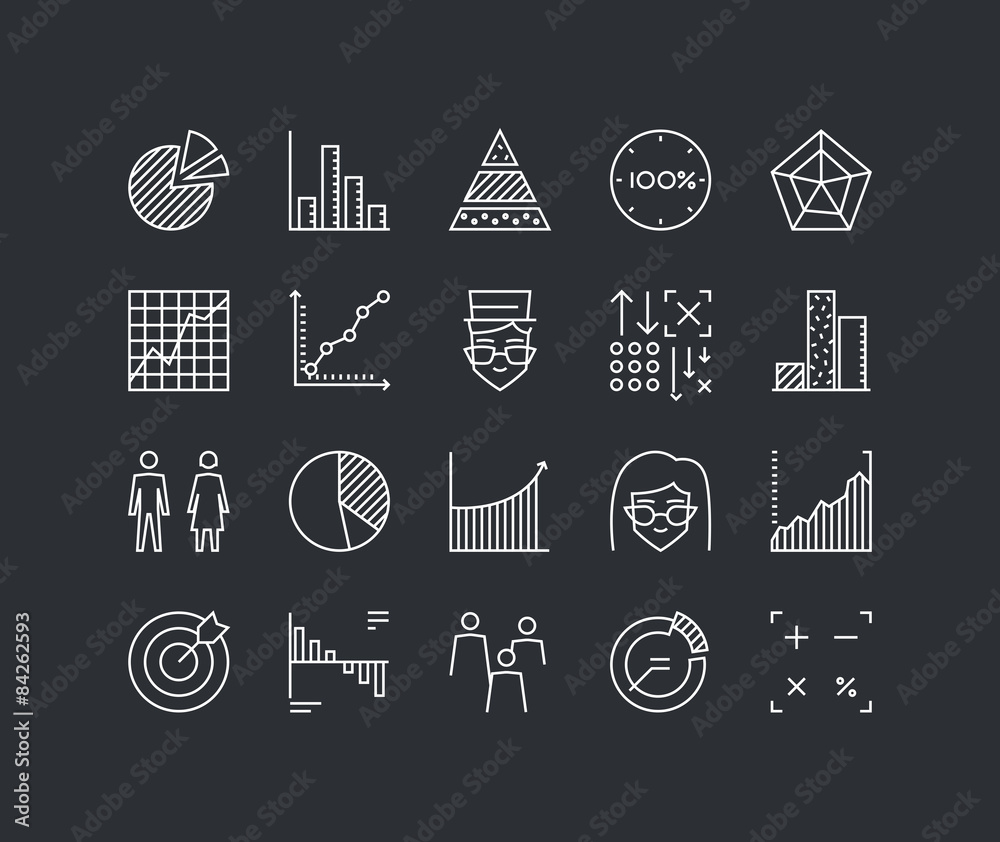 Poster infographic elements line icons set