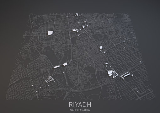 Riyad mappa, vista satellitare, 3d, Arabia saudita