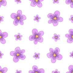 Fototapeta na wymiar Vector watercolor lavender blossom seamless pattern.