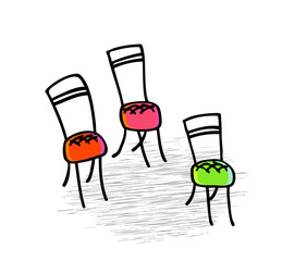 Chairs. Hand-drawn graphic elements