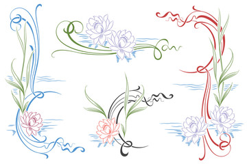 Vector vignettes of water lilies for your design works