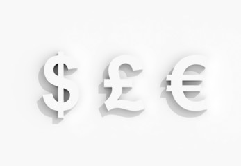 Dollar Euro Pound 3D sign
