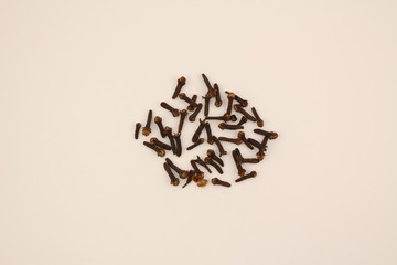 Dried cloves (spice) on a white background