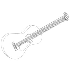 Obraz na płótnie Canvas Acoustic guitar close-up circuit, a white background