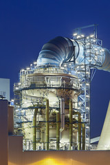Flue-gas desulfurization plant at night