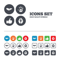 Hand icons. Like thumb up and insurance symbols.