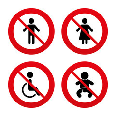 WC toilet icons. Human male or female signs.