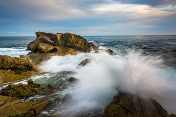 Rocks and waves in the Pacific Ocean at Monument Point, Heisler