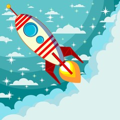 Rocket on the moon background, vector illustration © alekseiveprev