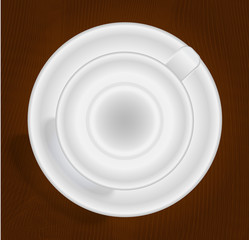 Empty cup for coffee or tea, top view.