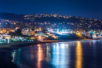 View of Laguna Beach at night, from Heisler Park in Laguna Beach © jonbilous