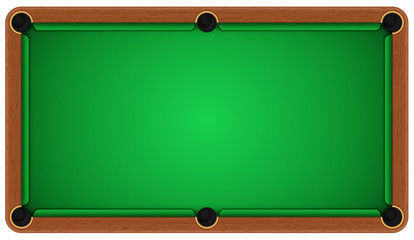 Empty billiard table on a white background