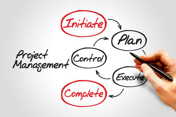 Project management workflow mind map, business concept
