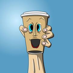 Coffee cup to go in hand