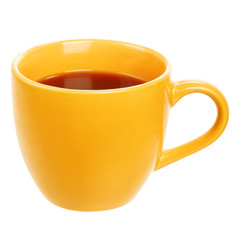 Orange cup of black tea