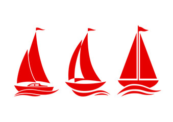 Sailboat icons on white background