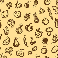 Illustration of flat design fruits and vegetables pattern