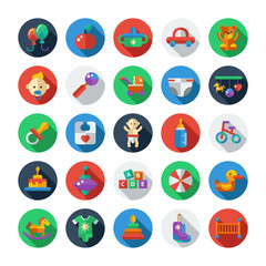 Set of flat design cute baby icons