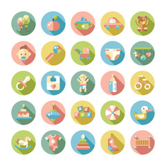 Set of flat design pastel cute baby icons