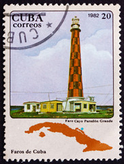 Postage stamp Cuba 1982 Paredon Grande Caye, Lighthouse